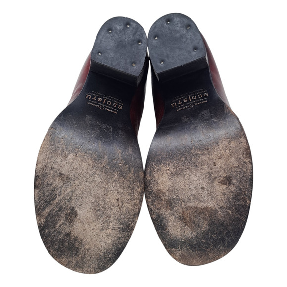 Bed Stu Onset Leather Boots Rustic Open Toe Ankle Booties Red Women's Size 8 - Picture 7 of 10